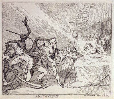 1787年にS.W.フォレスが出版した「病める王子」（エッチング） 作： James Gillray
