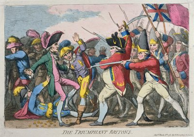 1780年にハンナハンフリーによって発行された勝利のブリトン人（手描きのエッチング） 作： James Gillray