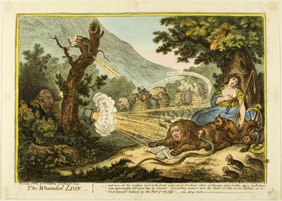 傷ついたライオン 作： James Gillray