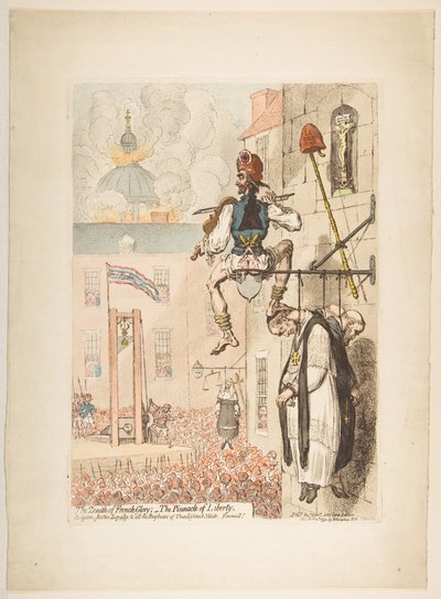 フランスの栄光のゼニス-1793年2月12日、自由の頂点。 作： James Gillray