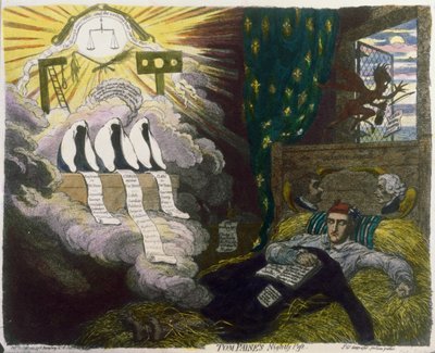 ハンナ・ハンフリーが出版した「トム・ペインの夜の害虫 作： James Gillray