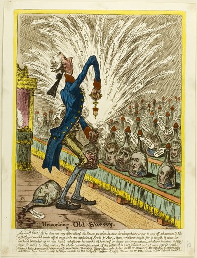 古いシェリーの栓を抜く 作： James Gillray