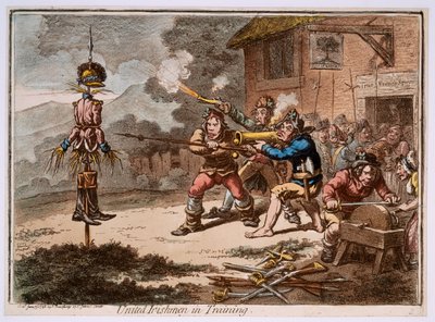 トレーニング中の「ユナイテッド・アイリッシュ・メン 作： James Gillray
