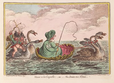 Venus a la Coquelle;または白鳥の海の金星、パブ。 1809（手描きの彫刻） 作： James Gillray