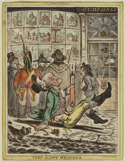 非常に滑りやすい天候 作： James Gillray