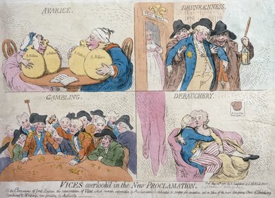 ハンス・ハンフリー発行、1792年（新色）のバイスオーバールック（手描きのエッチング） 作： James Gillray