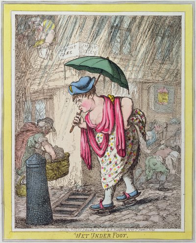1812年にハンナハンフリーによって発行されたウェットアンダーフット（手描きのエッチング） 作： James Gillray