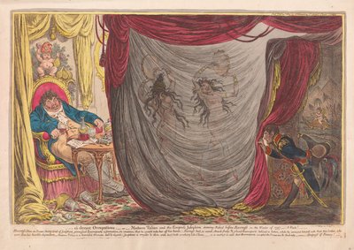 __ ci devant Occupations、またはマダム・タリアンとジョセフィーヌ皇后が1797年の冬にバラスの前で裸で踊る-事実！、パブ。 1805（手描きの彫刻） 作： James Gillray