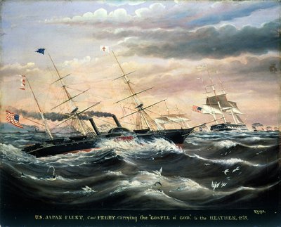 米日艦隊、ペリー提督、1853年、異教徒に神の福音を運ぶ 作： James Guy Evans
