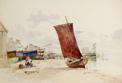 Broughty Ferry の木製桟橋の眺め 作： James Hall Cranstoun
