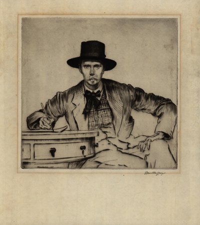 彫刻家の肖像J.ハミルトンヘイ、1915年（ドライポイントエッチング） 作： James Hamilton Hay