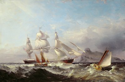 マンブルズ灯台、スウォンジー沖のクリッパー船 作： James Harris of Swansea