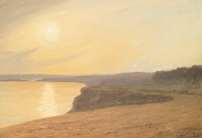 日没、ボーンマス近郊、1899年（カードに油彩） 作： James Hayllar