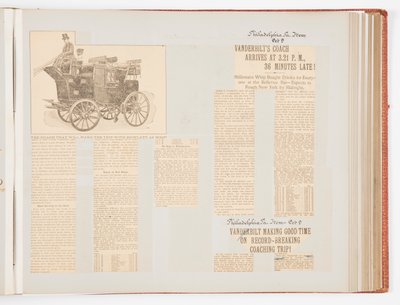 1901 年のニューヨークからフィラデルフィアまでの記録破りのコーチ レースを記録した記念スクラップブック 作： James Hazen Hyde