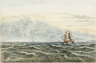 タインマス沖の発送シーン（水彩、ボディカラー、鉛筆、紙） 作： James Henry Cleet