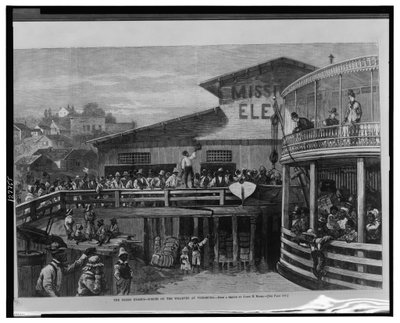 "The Negro exodus - Scenes on Wharves at Vicksburg" 作： James Henry Moser