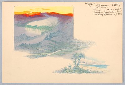 3 つの風景、1908 年 5 月 13 日、ワシントン貿易委員会の夕食会のデザインの校正刷り 作： James Henry Moser