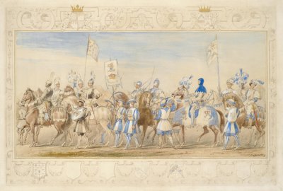 ウォーターフォード侯爵、ドラゴンの騎士、ブラックフォードの騎士、アルフォードの子爵、1839年の継続（紙、鉛筆、トイレ、ガッシュ、ゴールドペイント）（366229も参照） 作： James Henry Nixon