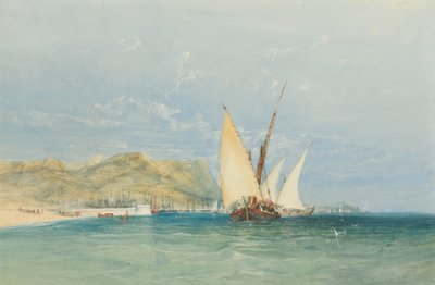 Cena da costa com barcos à vela 作： James Holland