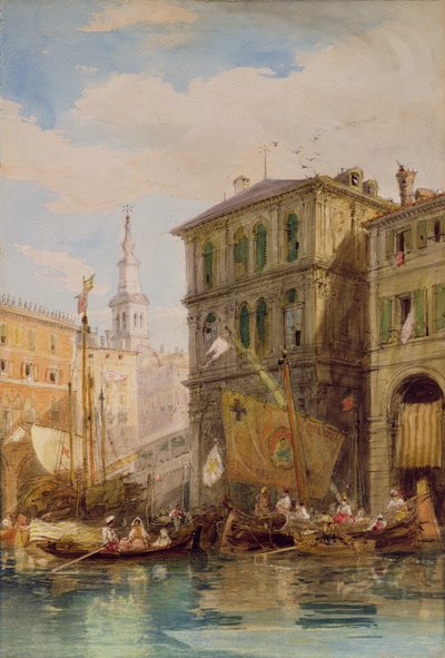 パラッツォデイカメルリンギ、ベニス、c.1835-55（鉛筆と水彩） 作： James Holland