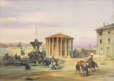 ヴェスタ神殿、ローマ、1849年（紙に黒鉛の上にトイレ） 作： James Holland