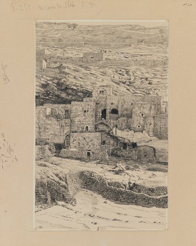 シロアムの村の一角、主イエス・キリストの生涯からのイラスト（板紙にインクとグラファイト） 作： James Jacques Joseph Tissot