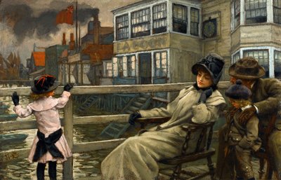 アカデミックアート : フェリーを待つ par Tissot, James Jacques Joseph (1836-1902).木に油彩、22,5x32,5。個人蔵 作： James Jacques Joseph Tissot