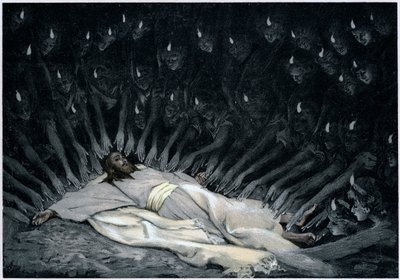 悪魔がイエスを去った後、天使たちがイエスに仕えた、1897 作： James Jacques Joseph Tissot