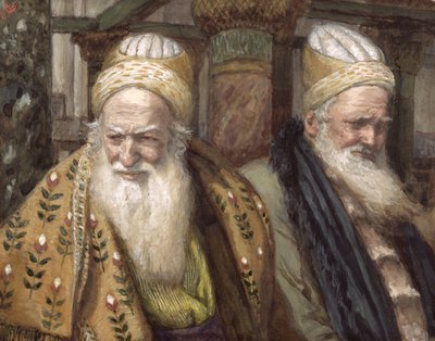 アンナスとカイアファ、イラスト「キリストの生涯」、1886-94年（板紙にトイレとガッシュ） 作： James Jacques Joseph Tissot
