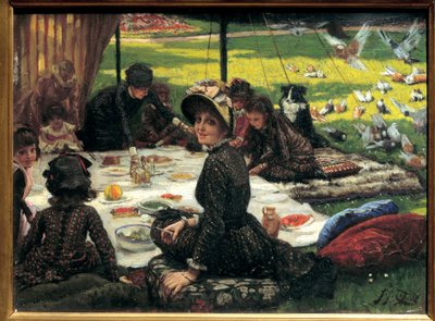 芝生の上での朝食 家族のピクニック風景ジャック・ジョセフ(Jacques-Joseph) Tissot dit James Tissot (1836-1902)の絵画 作： James Jacques Joseph Tissot