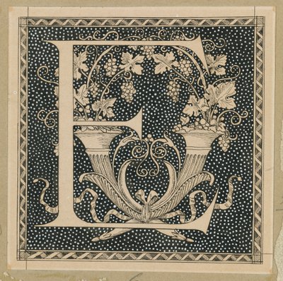 大文字E、私たちの主イエスキリストの生涯からのイラスト（紙にインク） 作： James Jacques Joseph Tissot