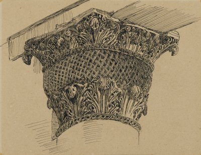 エルアクサのモスクの首都、「私たちの主イエスキリストの生涯」のイラスト、1886年-94年（ボードに取り付けられた紙にペンとインク） 作： James Jacques Joseph Tissot