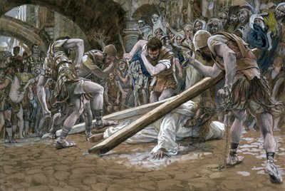十字架の下のキリストの滝、「キリストの生涯」のイラスト、1884-96年（板紙にトイレとガッシュ） 作： James Jacques Joseph Tissot