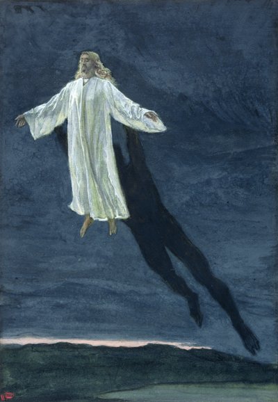 高山に登ったキリスト、「キリストの生涯」のイラスト、1886-94年（板紙にトイレとガッシュ） 作： James Jacques Joseph Tissot