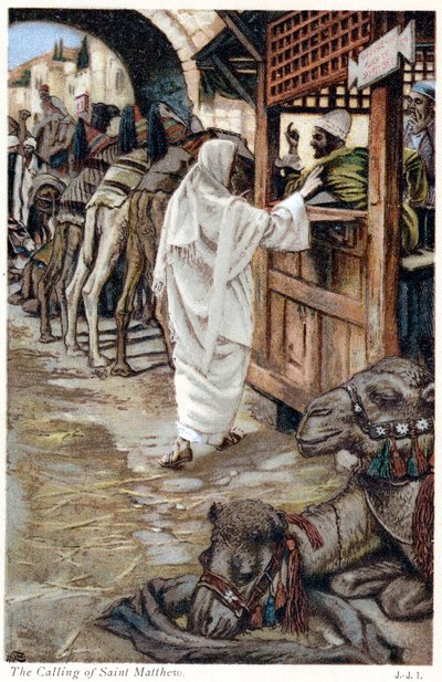 収税人、マシューを呼ぶキリスト、c1890 作： James Jacques Joseph Tissot