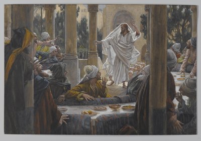 パリサイ人に対する呪い、私たちの主イエス・キリストの生涯からの挿絵、1886-96（紙の黒鉛の上にトイレ） 作： James Jacques Joseph Tissot