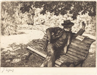 庭で読むドノワゼル 作： James Jacques Joseph Tissot