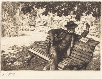 デノワゼル『庭での読書』 作： James Jacques Joseph Tissot