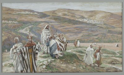 彼は彼らを二人ずつ送り出した、私たちの主イエス・キリストの生涯からの挿絵、1886-96（紙の黒鉛の上にトイレ） 作： James Jacques Joseph Tissot