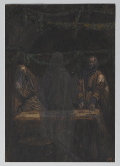 彼は彼らの視界から消えた、私たちの主イエス・キリストの生涯からの挿絵、1886-94（紙の黒鉛の上にトイレ） 作： James Jacques Joseph Tissot