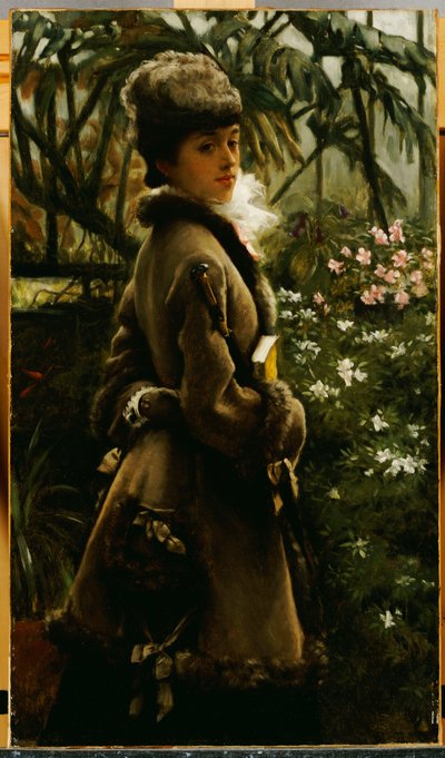 温室で、1867年から69年頃 作： James Jacques Joseph Tissot