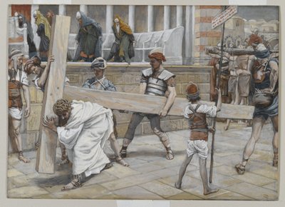 十字架を負うイエス、私たちの主イエスキリストの生涯のイラスト、1886-94年（紙の黒鉛の上にトイレ） 作： James Jacques Joseph Tissot