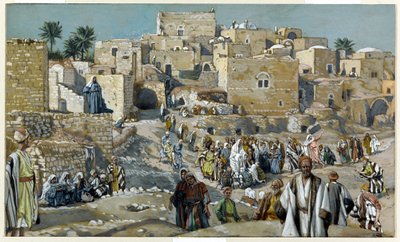 イエスがエルサレムに行く途中の村を通過した、キリストの生涯の挿絵、1884-96年（板紙にトイレとガッシュ） 作： James Jacques Joseph Tissot