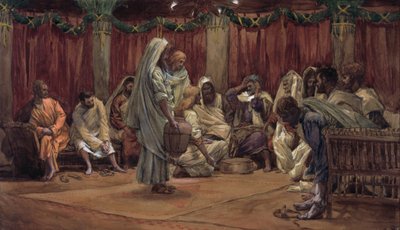 イエスが弟子たちの足を洗った、キリストの生涯の挿絵、1886-94年（板紙にトイレとガッシュ） 作： James Jacques Joseph Tissot