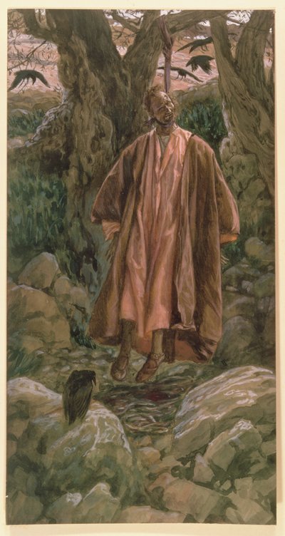 ユダは自分自身を吊るす、キリストの生涯の挿絵、1886-96年（板紙にガッシュ） 作： James Jacques Joseph Tissot