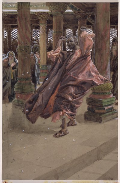 ユダは悔い改めてお金を返す、「キリストの生涯」の挿絵、1886-94年（板紙にトイレとガッシュ） 作： James Jacques Joseph Tissot