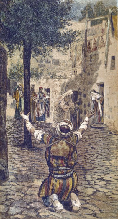 La guerison des lepers à Capharnaum - Healing of the Lepers at Capernaum - from "The Life of Our Lord Jesus Christ" - 1899 by James Tissot - La vie de notre seigneur Jesus Christ, by Jacques Joseph (Jacques Joseph) Tissot dit James Tissot (1836-1902) 作： James Jacques Joseph Tissot