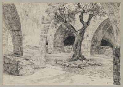 アルメニア修道院、エルサレムの建物、私たちの主イエス・キリストの人生のイラスト（紙にインク） 作： James Jacques Joseph Tissot