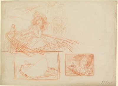 ボートで物思いにふける少女漂流 作： James Jacques Joseph Tissot