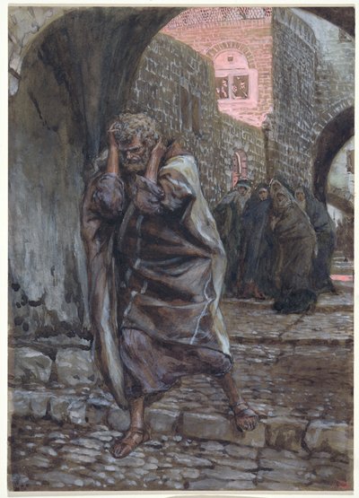 ピーター・ウェント・アウトとビターリー・ウィット・ウィット、 『キリストの生涯』のイラスト、1886-94年（板紙にトイレとガッシュ） 作： James Jacques Joseph Tissot